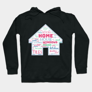 House of words Red Home and Blue House in caps Hoodie